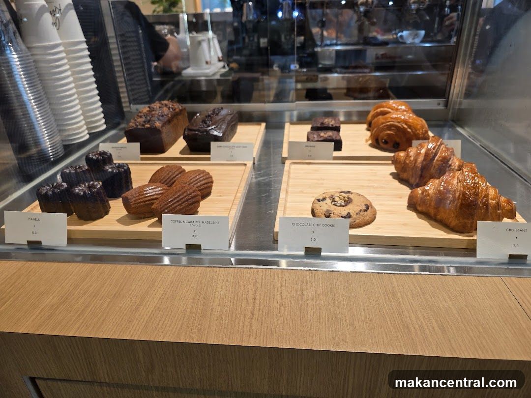 Pastries in a display case