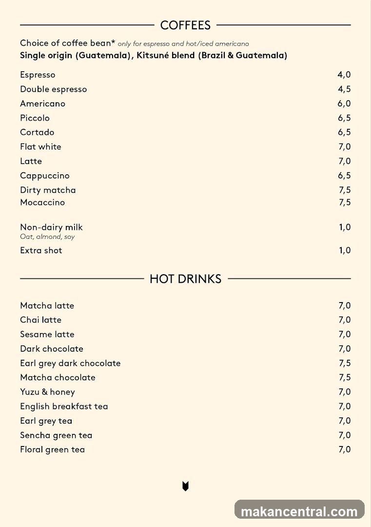 Coffees and Hot Drinks
