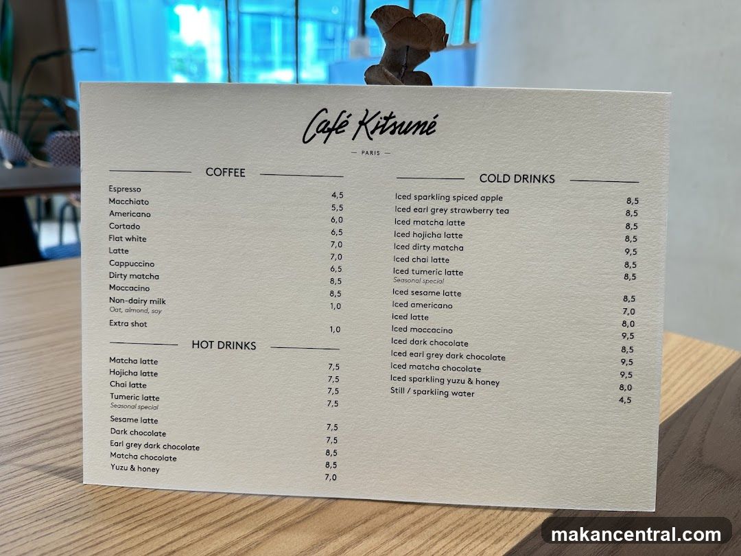 Cafe Kitsune Menu