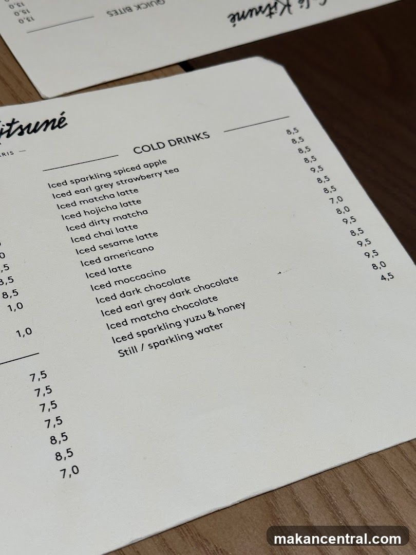 Cold Drinks Menu