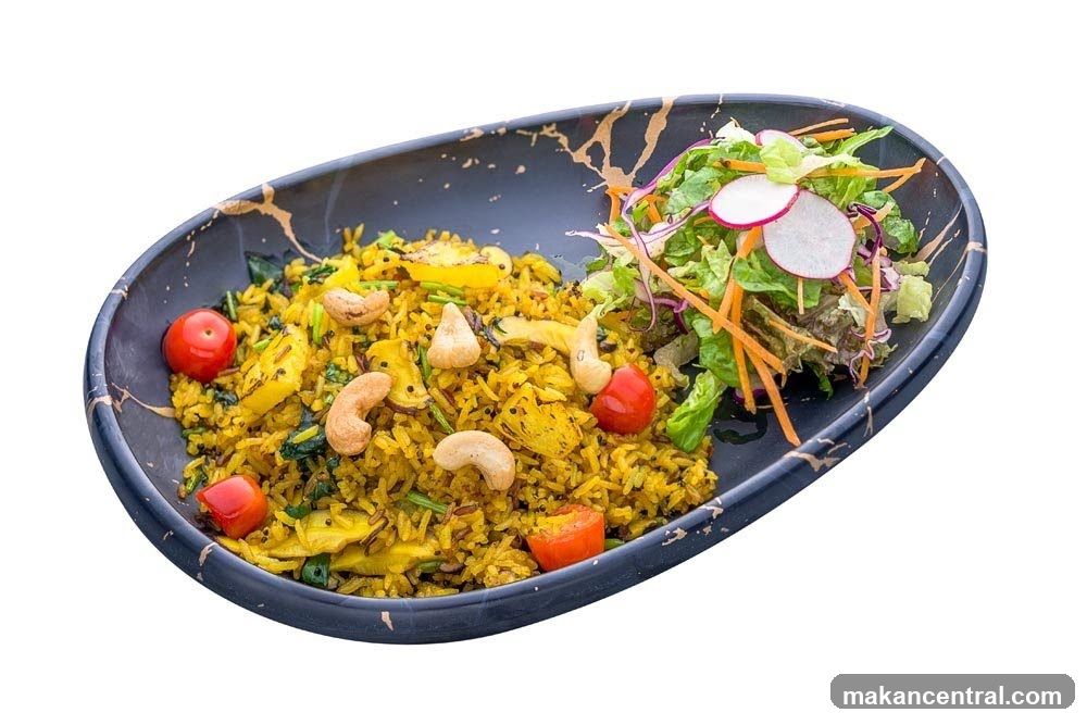 Yellow Rice with Cashews and Salad