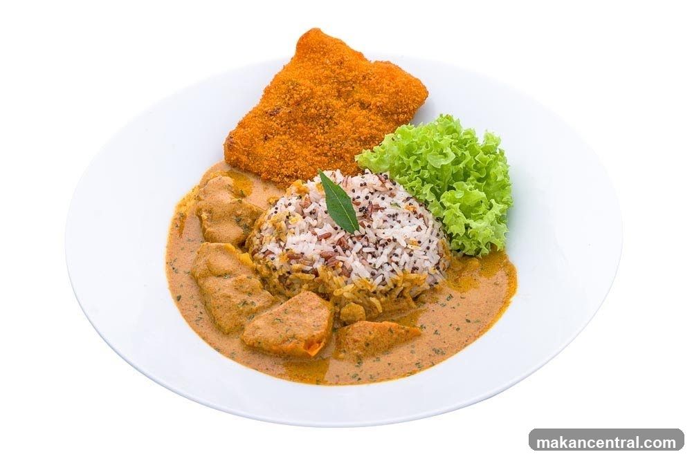 Breaded Chicken with Rice and Curry