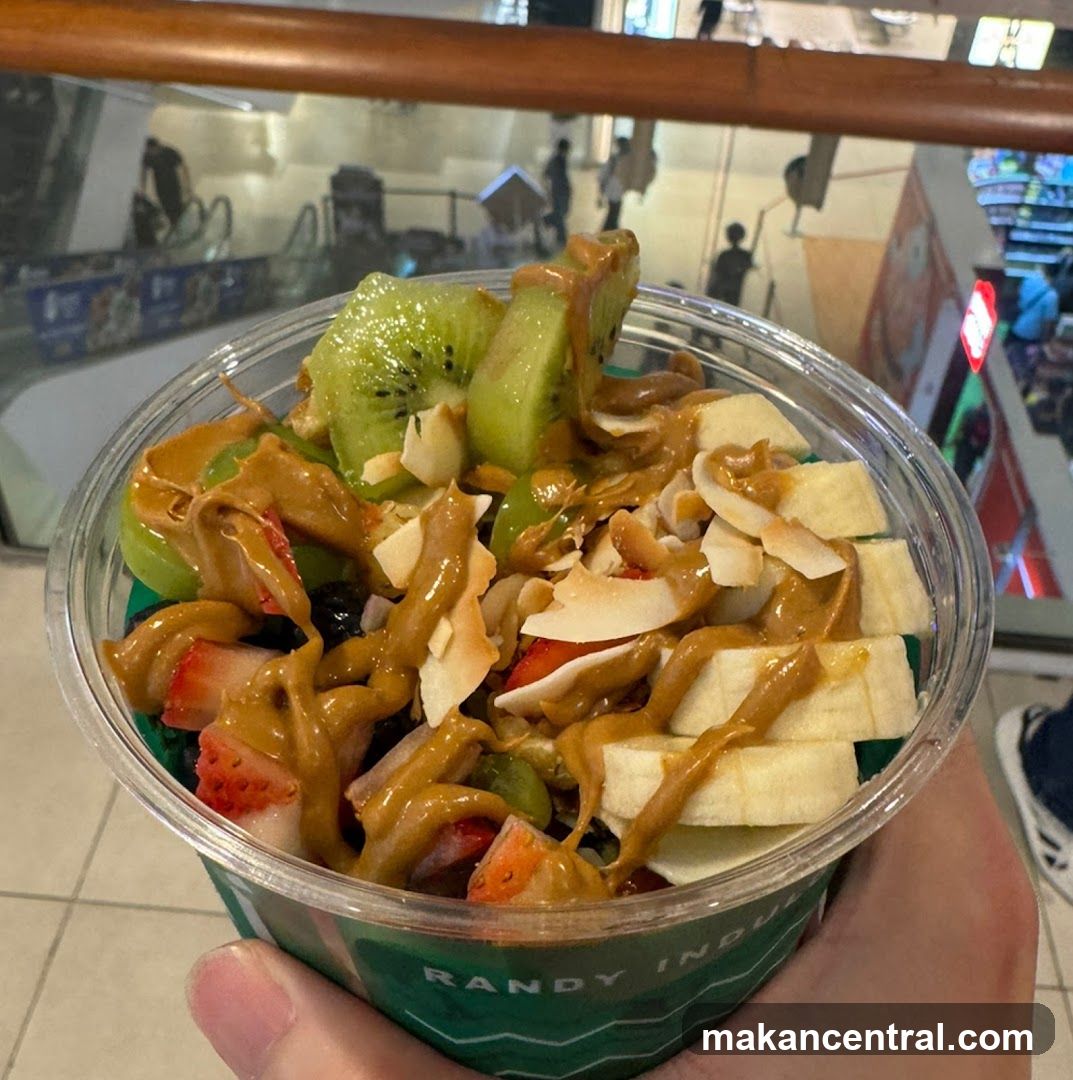 Fruit Bowl with Peanut Butter Drizzle