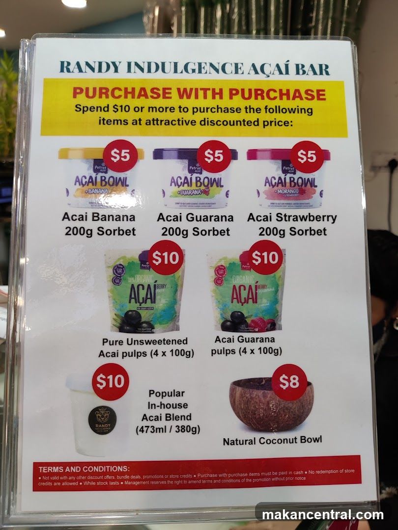 RANDY INDULGENCE AÇAI BAR PURCHASE WITH PURCHASE