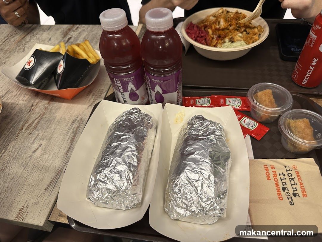 Food Tray with Wraps and Fries
