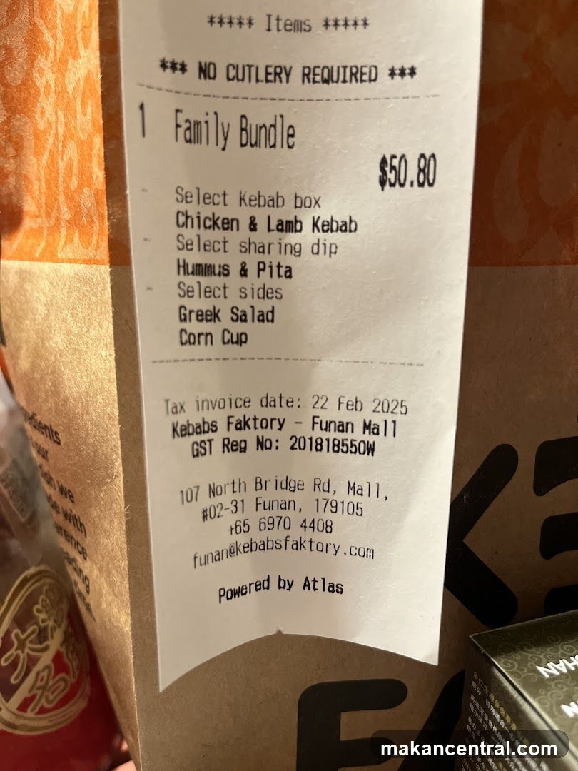 Receipt from Kebabs Faktory