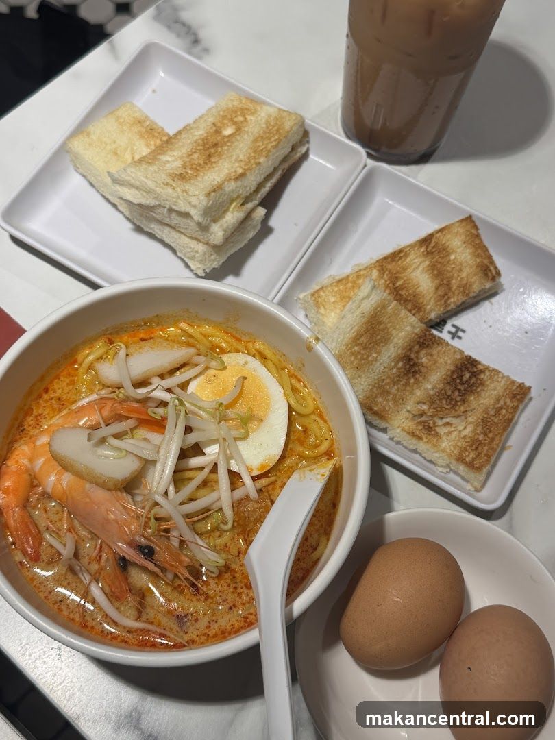 Laksa with Toast and Eggs