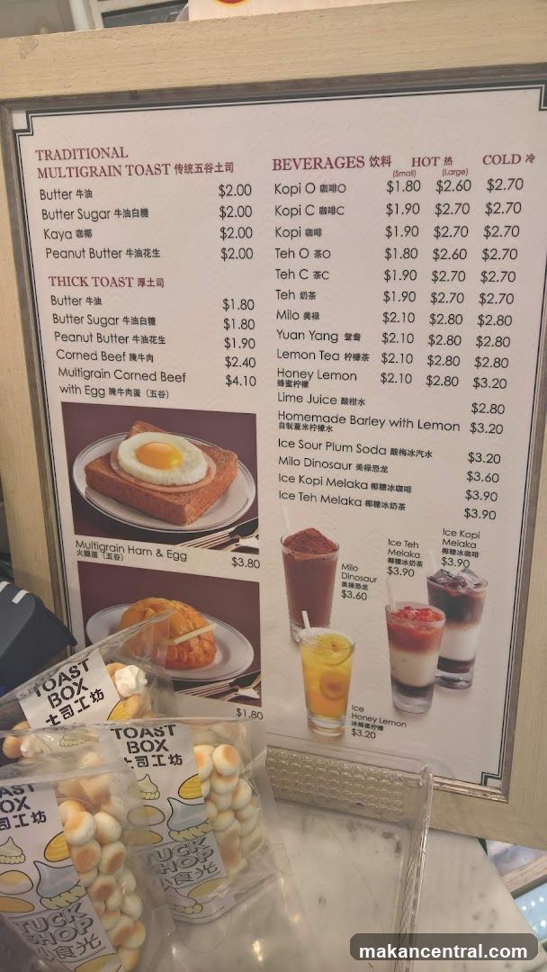 Toast Box Menu