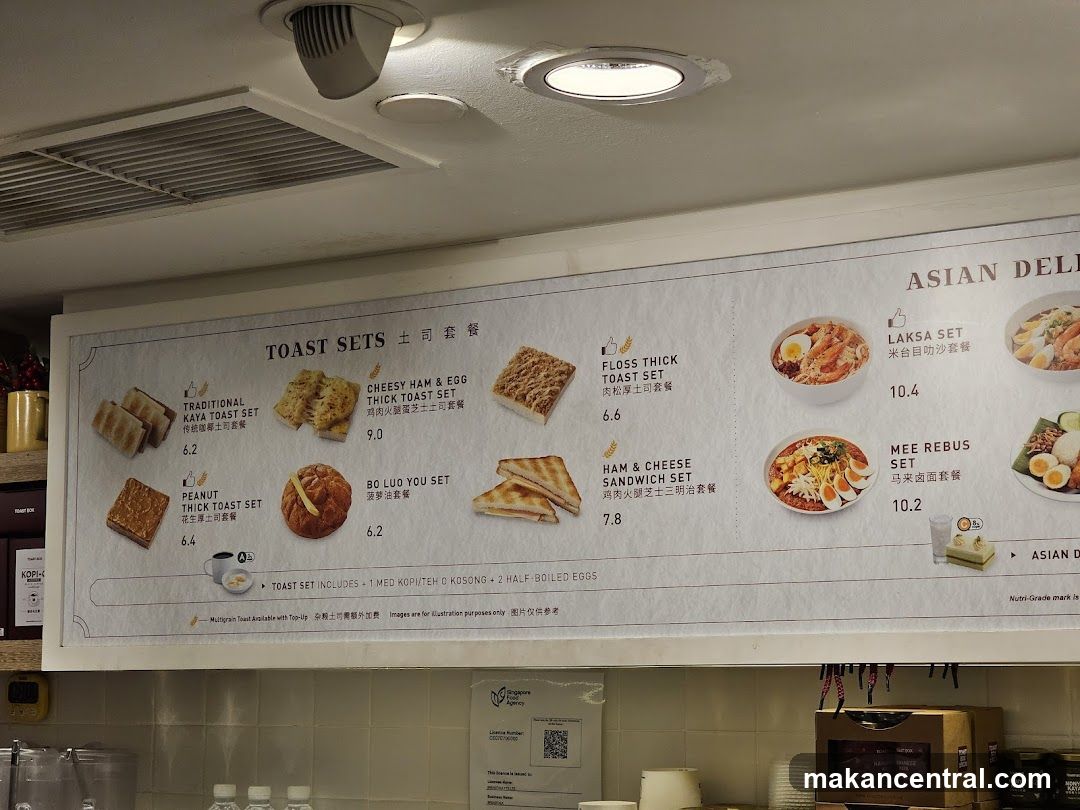 Toast Sets and Asian Delicacies Menu