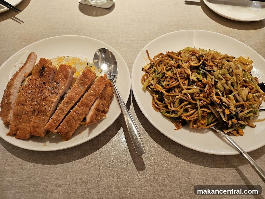 Pork Chop with Fried Rice and Noodles