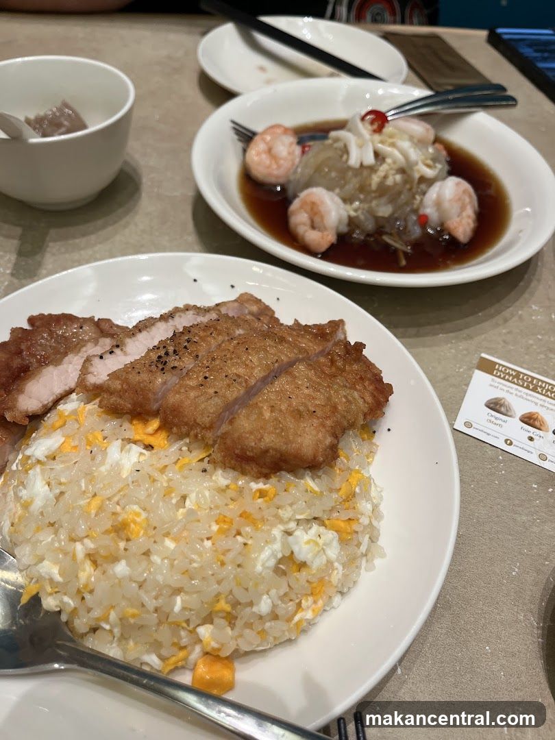 Fried Rice with Pork Chop and Shrimp Dish