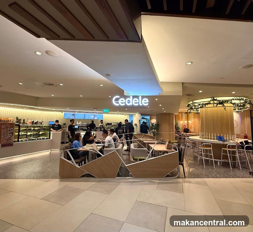 Interior of a cafe with seating and a counter