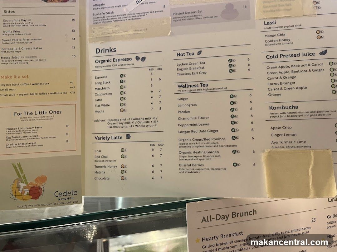Cedele Kitchen Menu