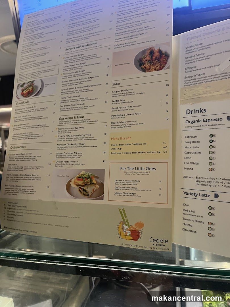 Cedele Kitchen Menu