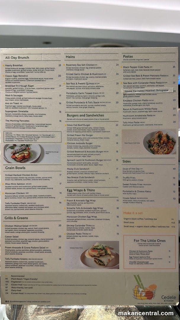 Cedele Kitchen Menu