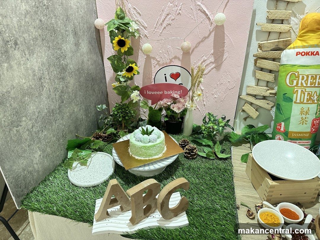 Dessert Display with Green Tea Bottle
