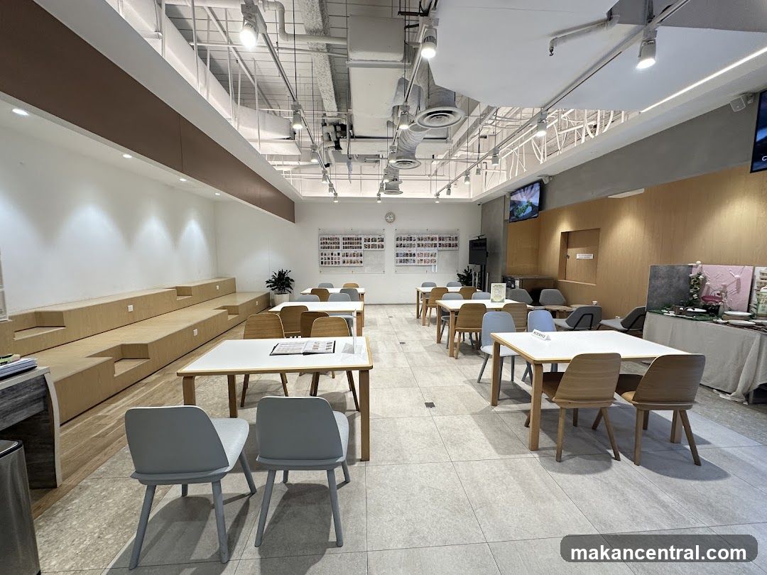 Modern Cafe Interior with Tiered Seating