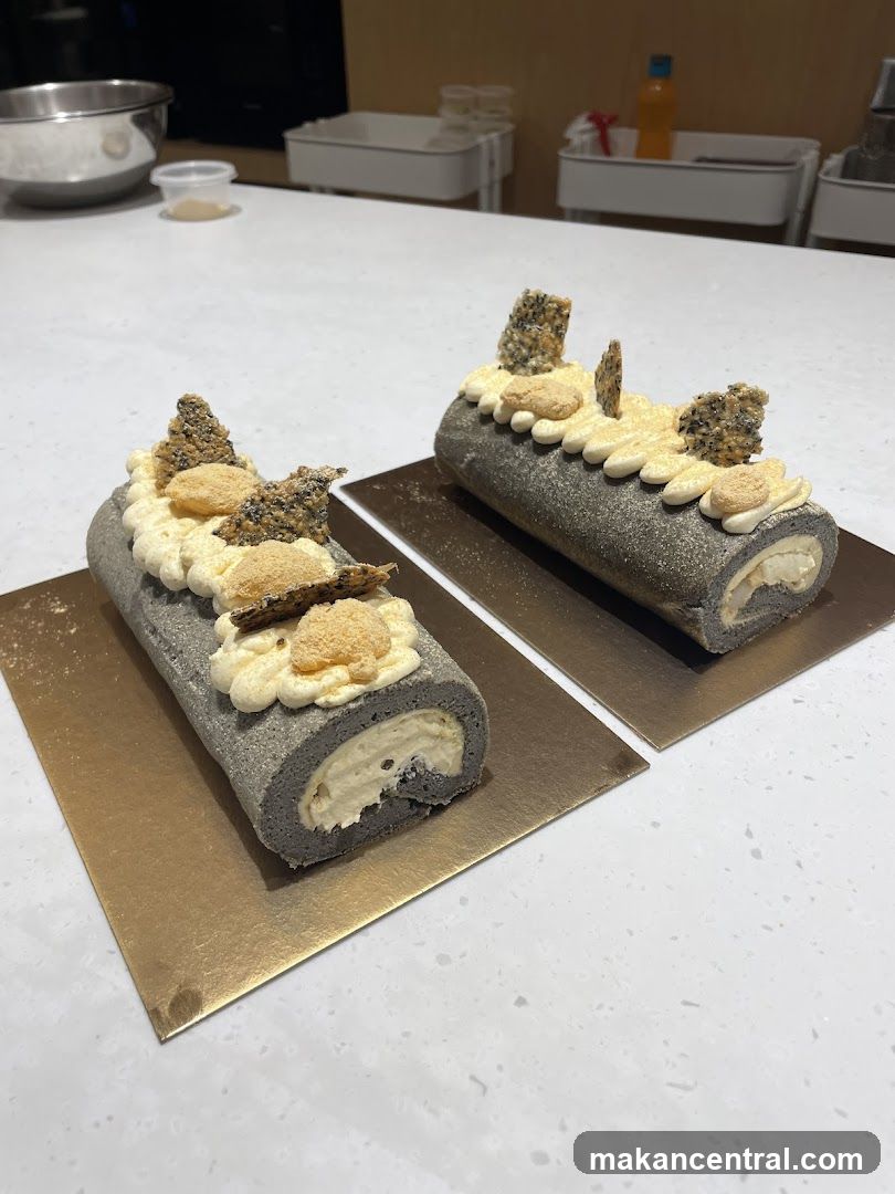 Two Black Sesame Swiss Rolls