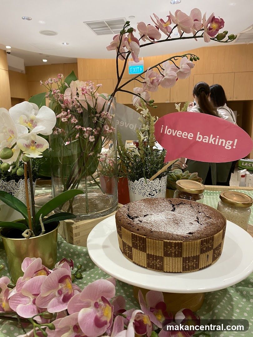Chocolate cake with baking-themed decor