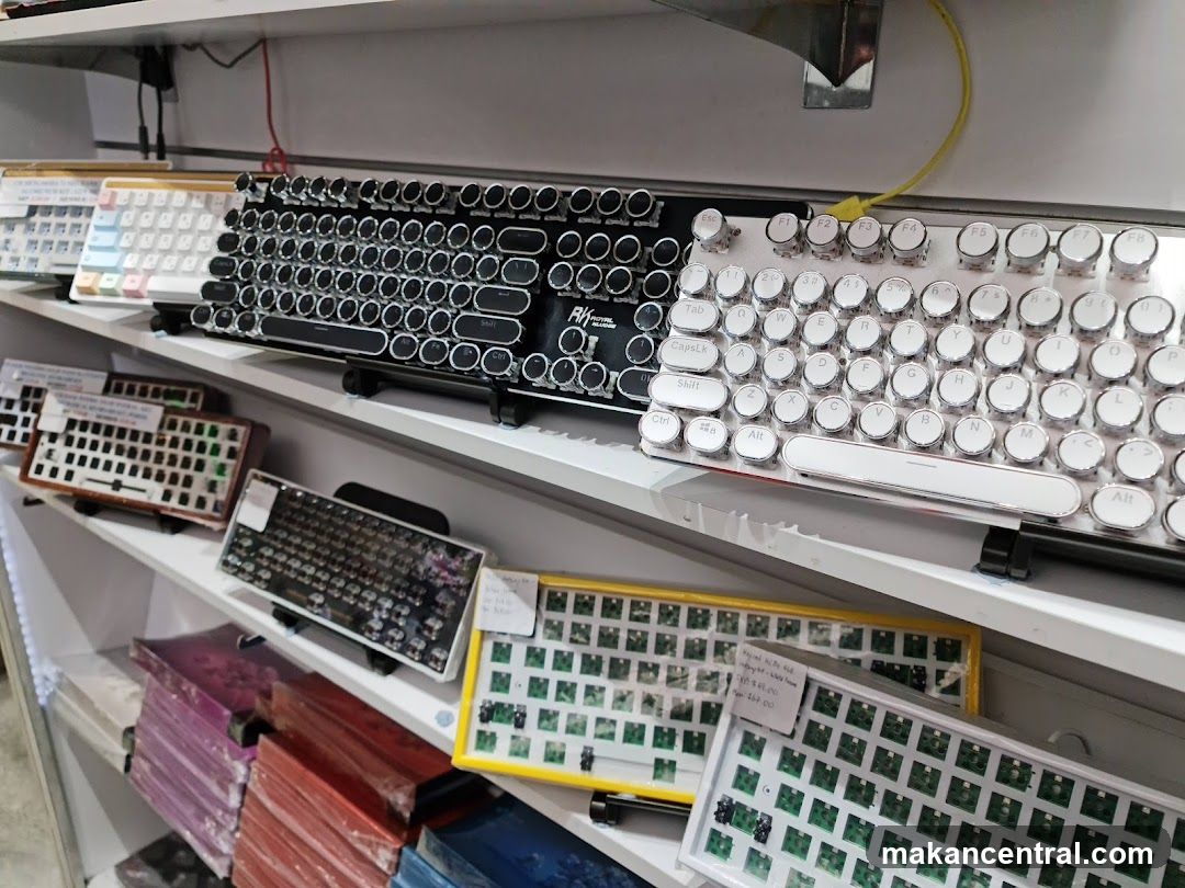 Assortment of Keyboards on Shelves