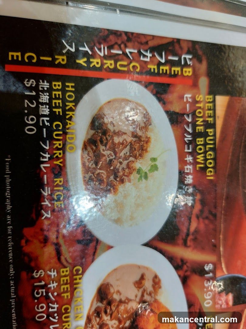 Menu with Japanese Curry Dishes