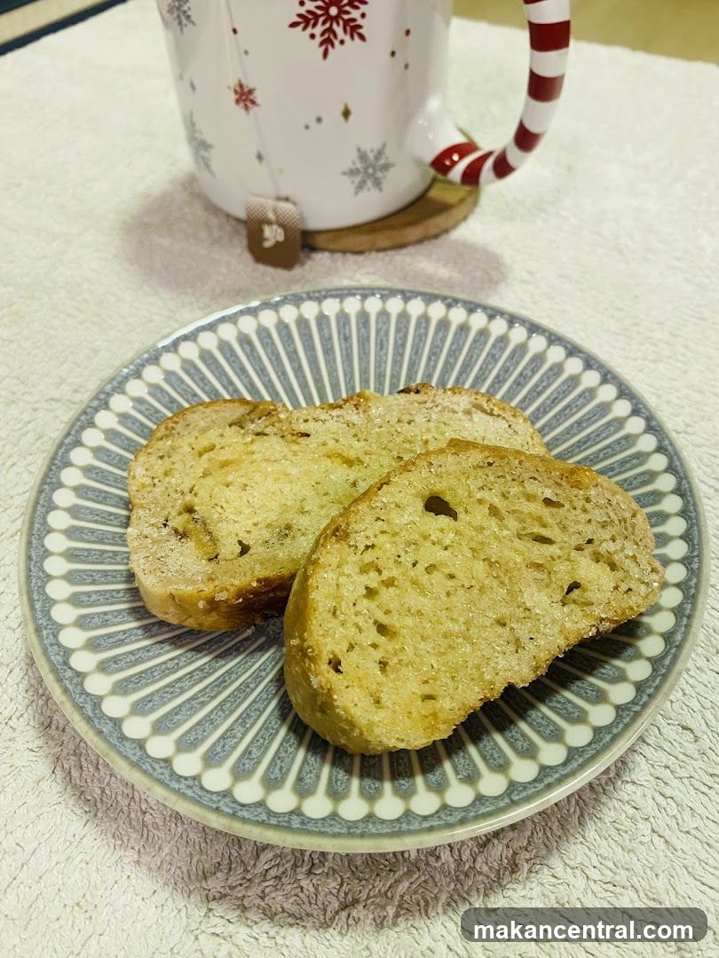 Slices of bread on a plate with a mug