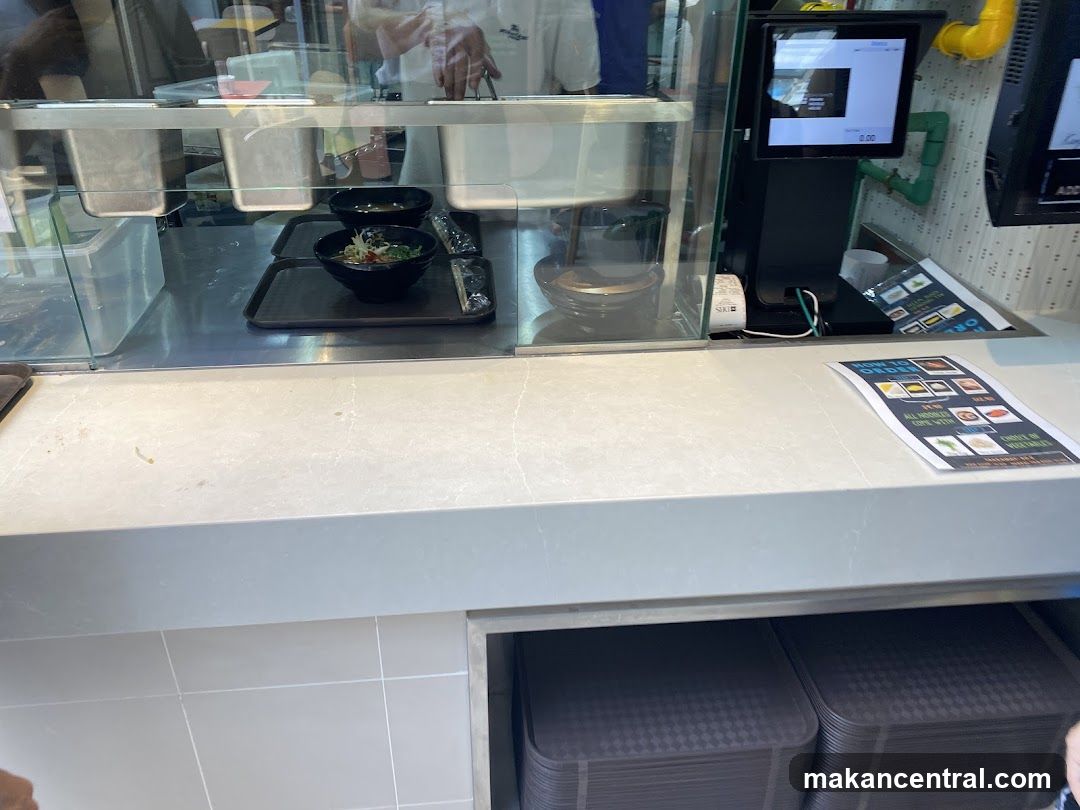 Countertop with food and ordering information