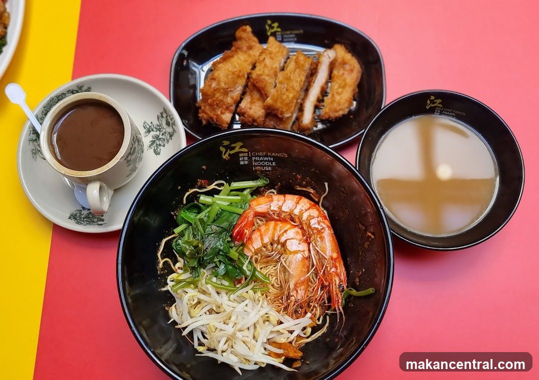 Prawn Noodles and Fried Pork