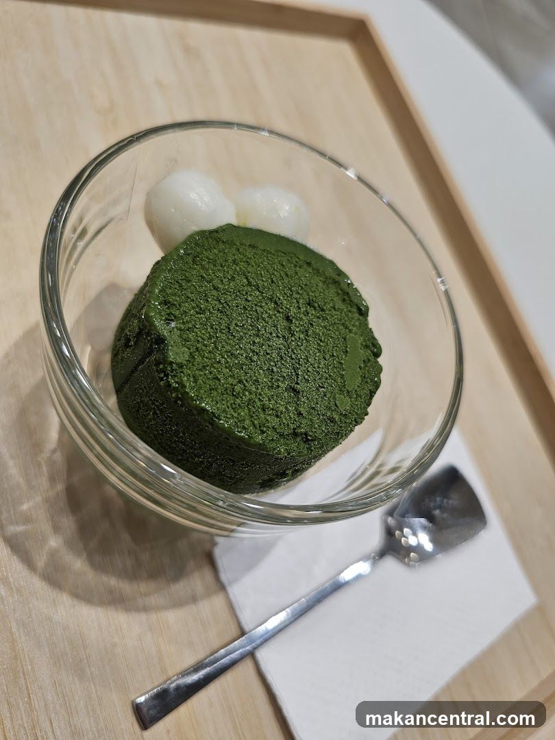 Matcha dessert with mochi