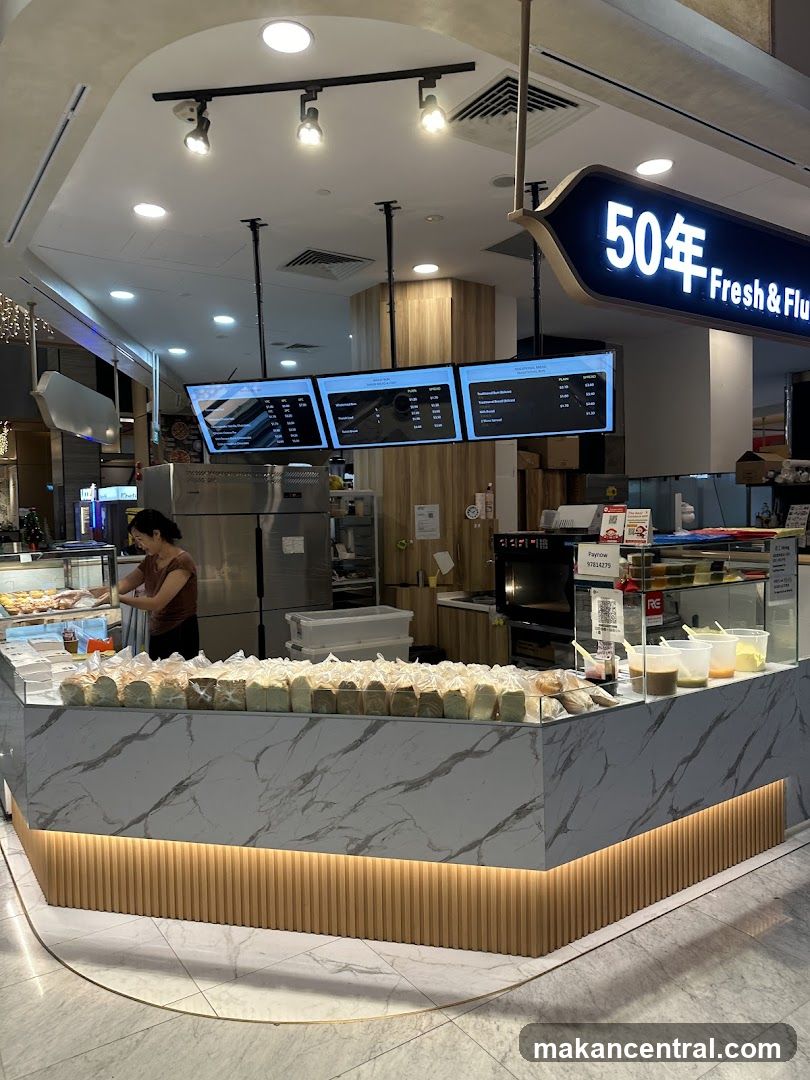Bakery Counter with Bread and Pastries
