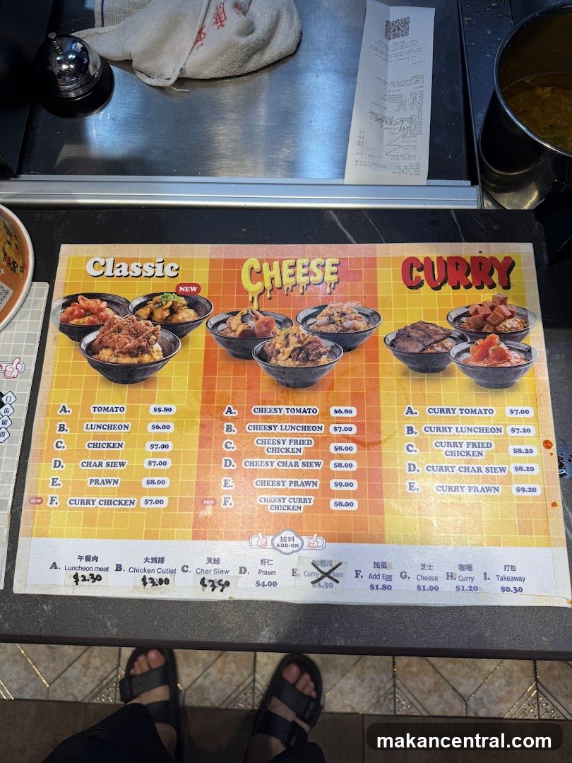 Classic Cheese Curry Menu