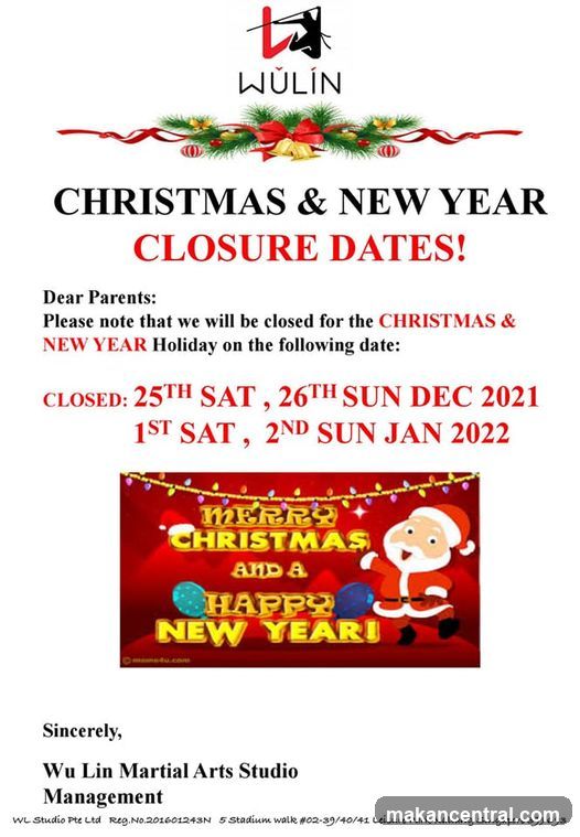 Christmas and New Year Closure Dates