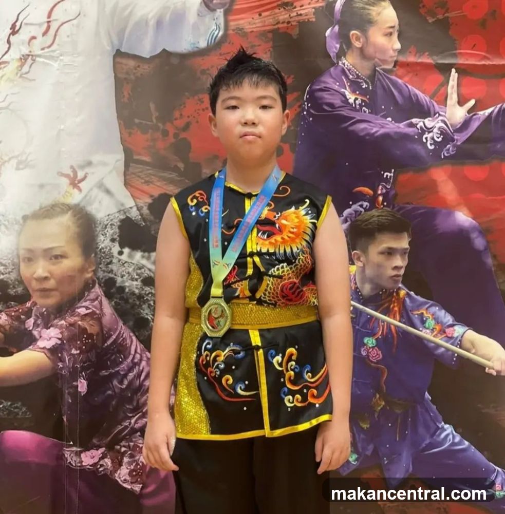 Young martial artist with medals