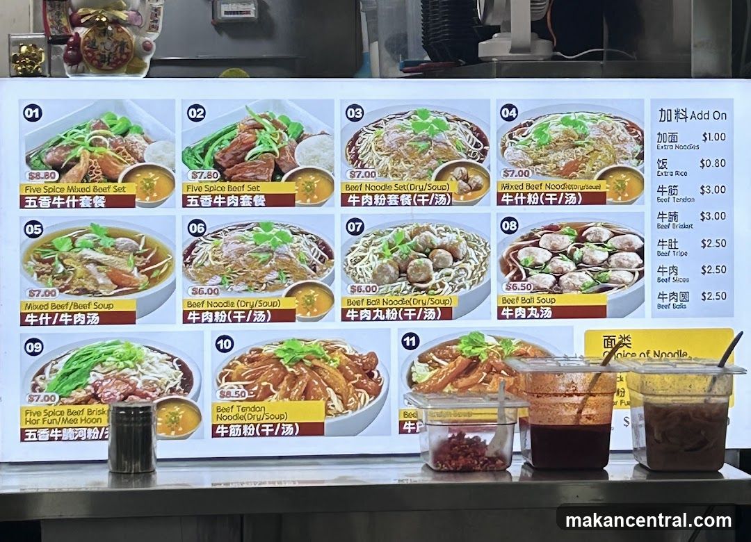 Beef Noodle Menu