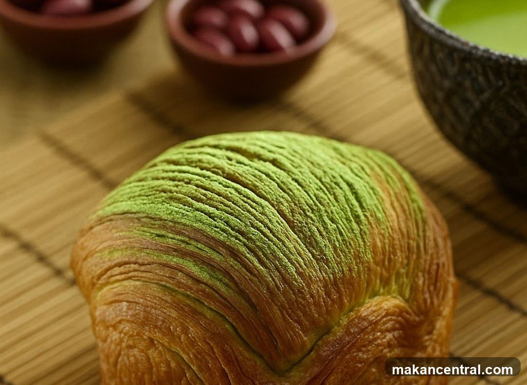 Matcha Croissant with Red Bean Filling