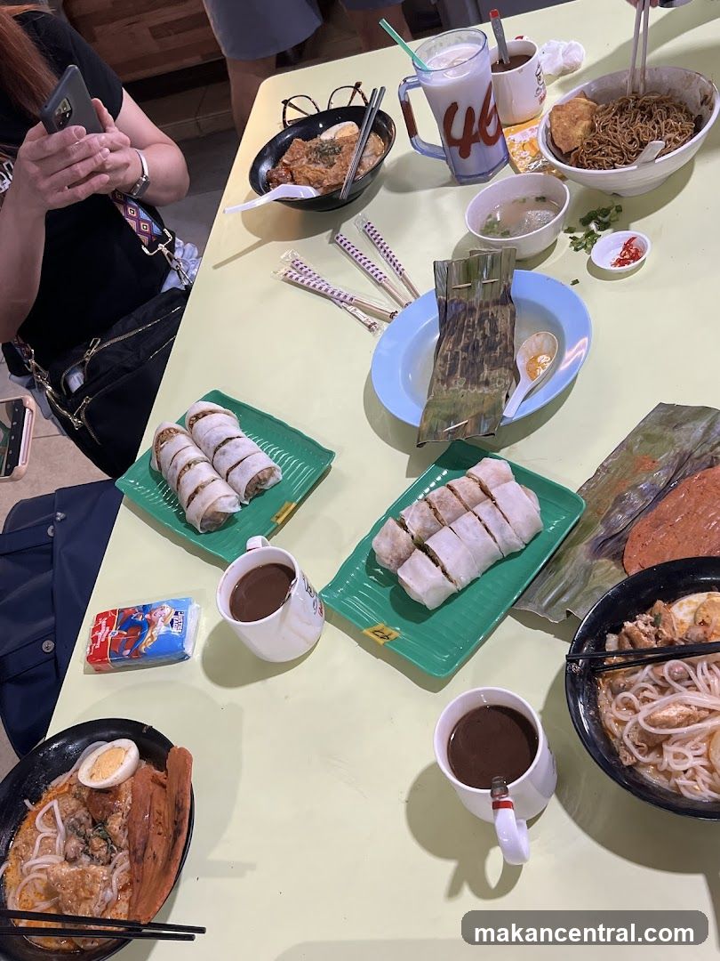 Table with various dishes and drinks