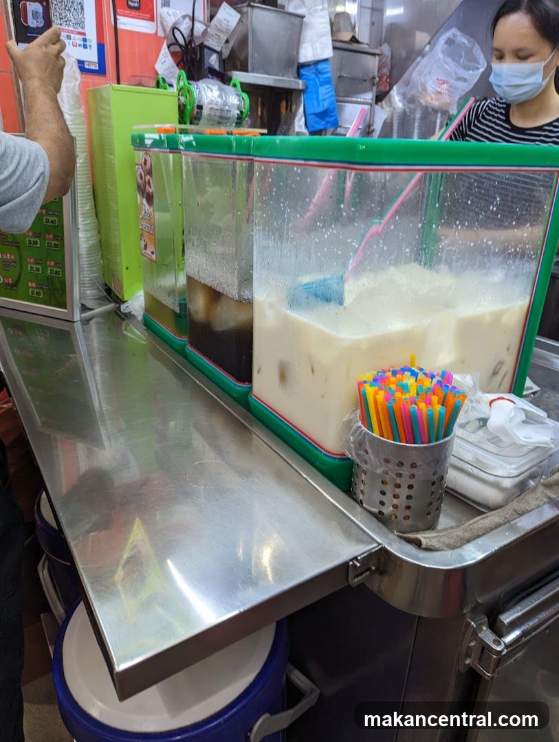 Beverage Stand with Drinks and Straws