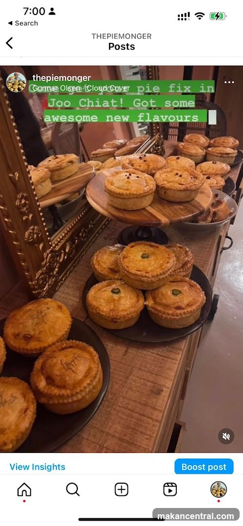 Pies on display