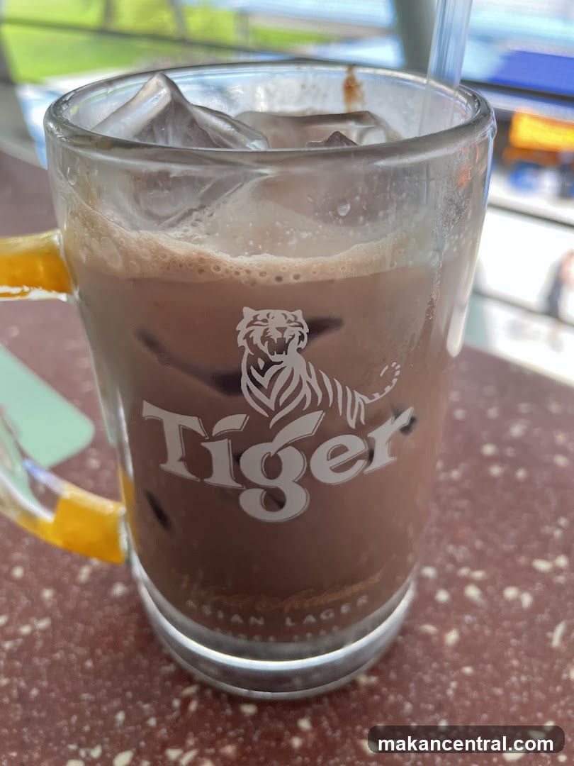 Iced Chocolate Drink in Tiger Beer Glass