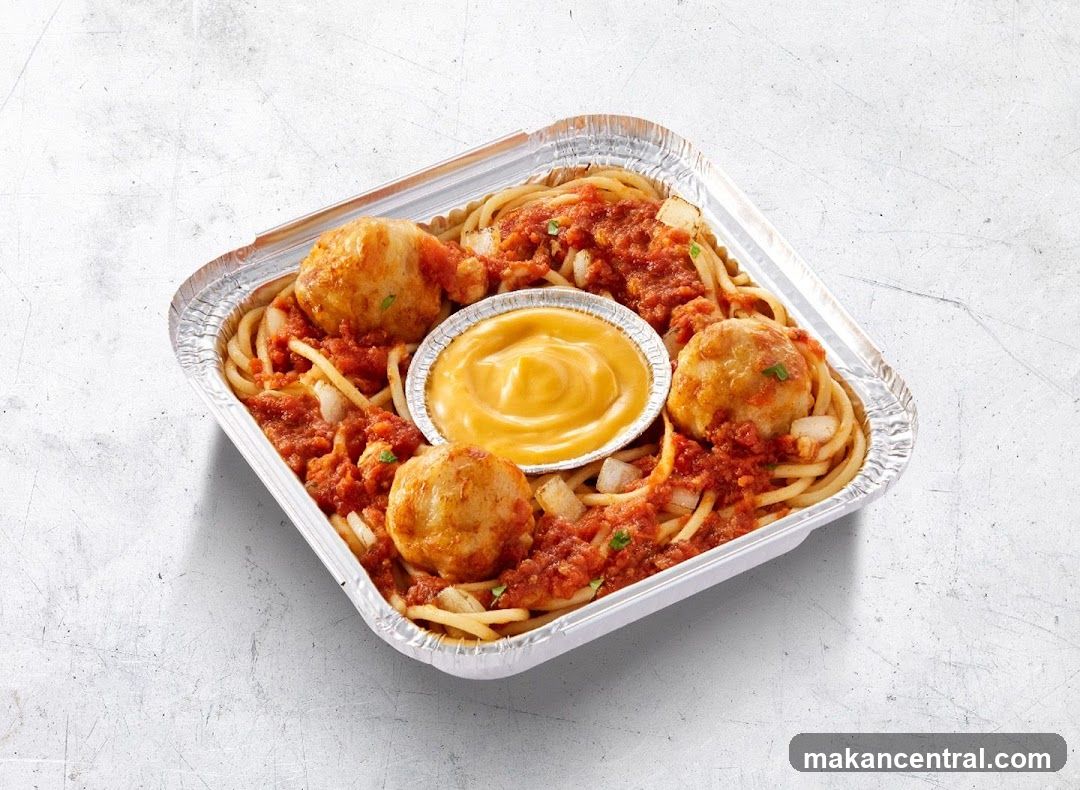 Spaghetti and Meatballs with Cheese Dip