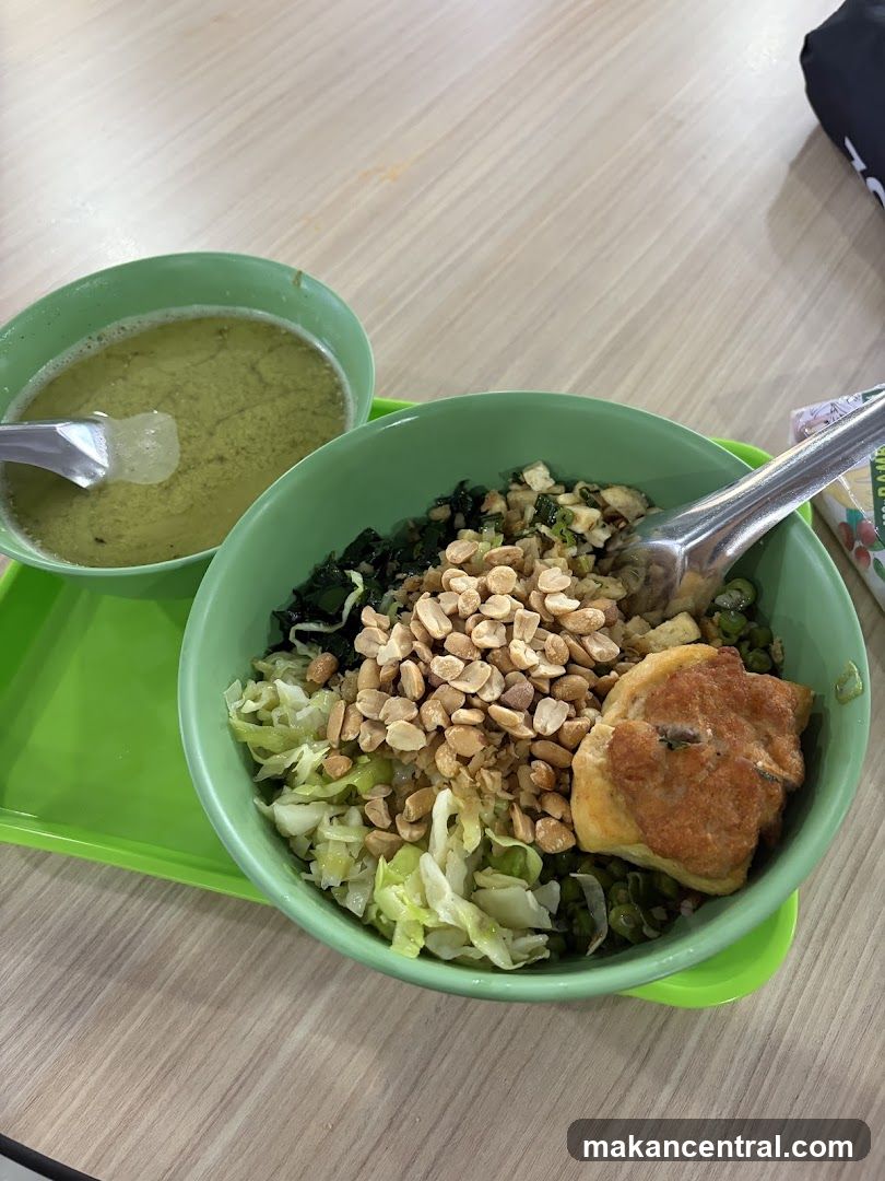Bowl of food with soup