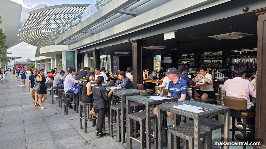 Outdoor dining area with patrons