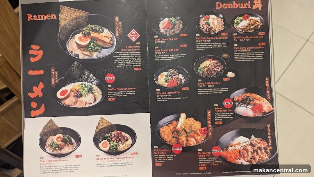 Ramen and Donburi Menu