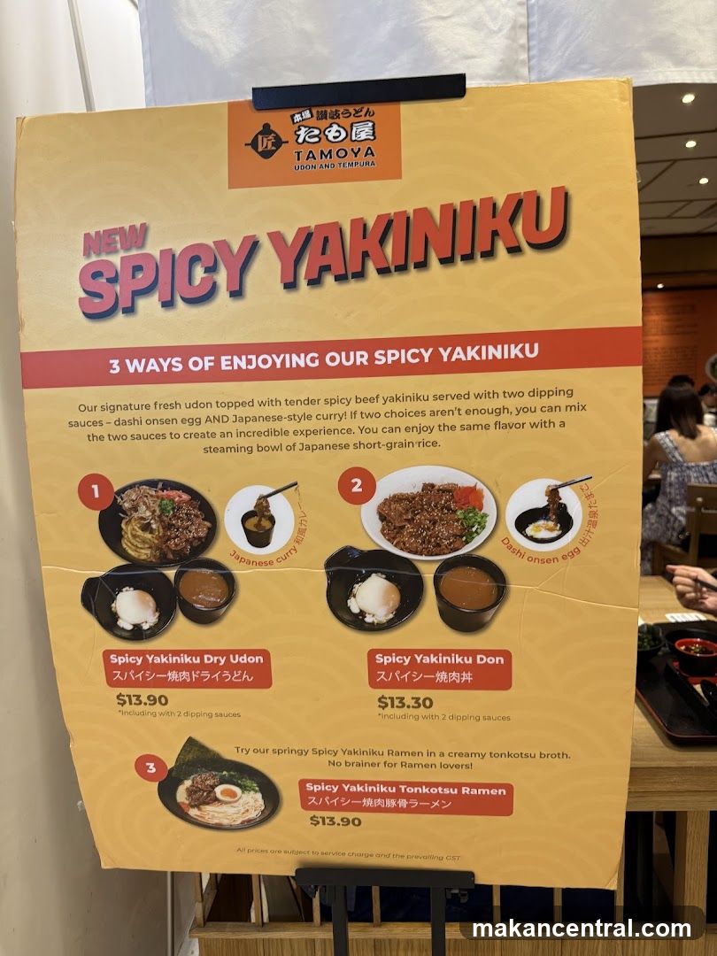 Tamoya Udon and Tempura - Spicy Yakiniku Menu