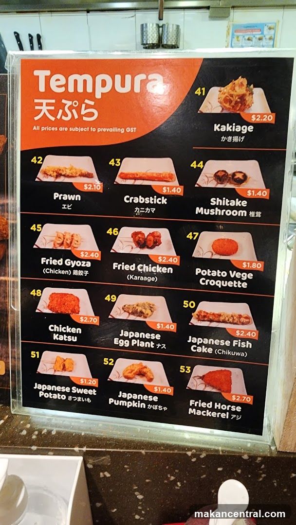 Tempura Menu