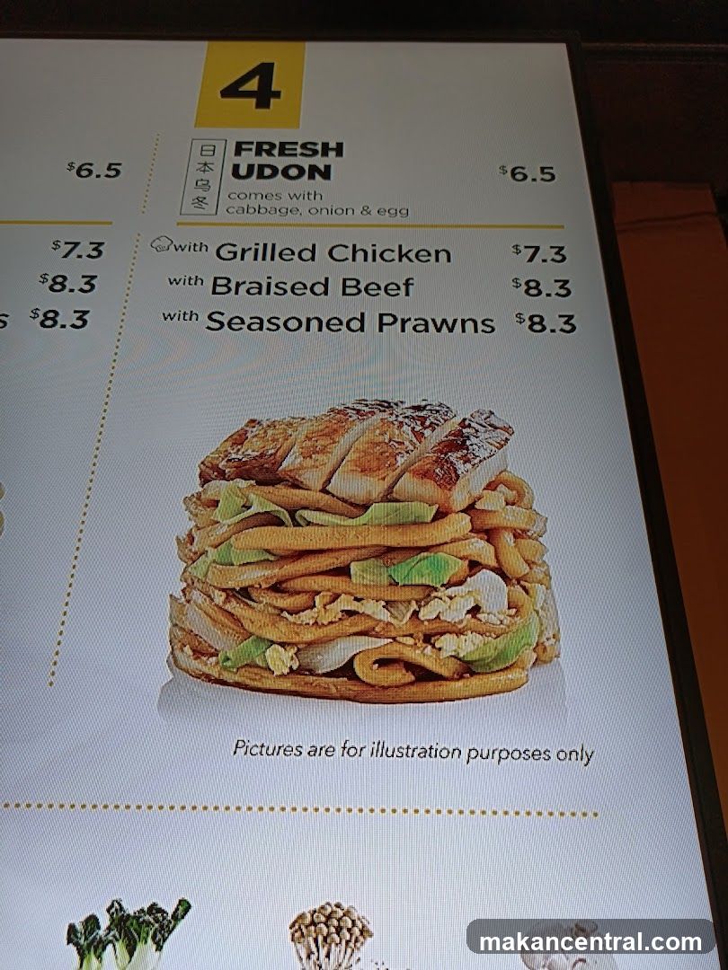 Fresh Udon Menu