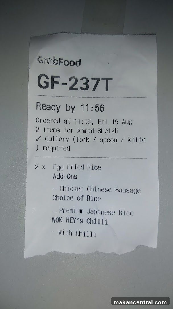 GrabFood Order Slip