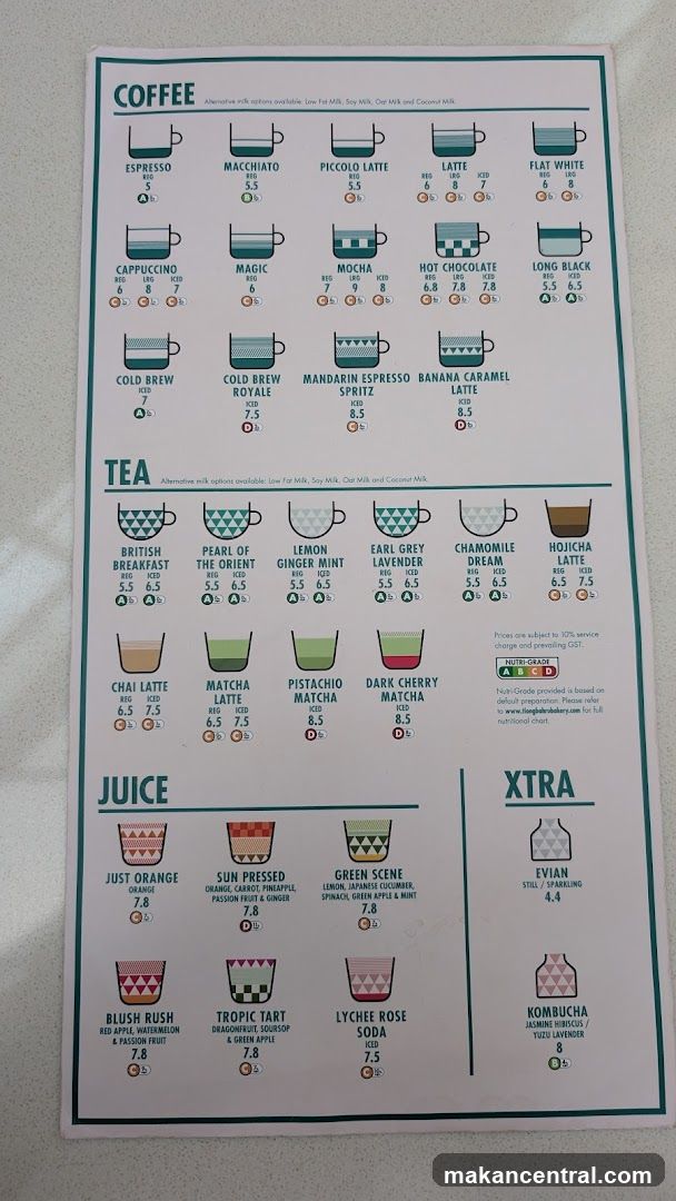 Coffee, Tea, Juice, and Xtra Menu
