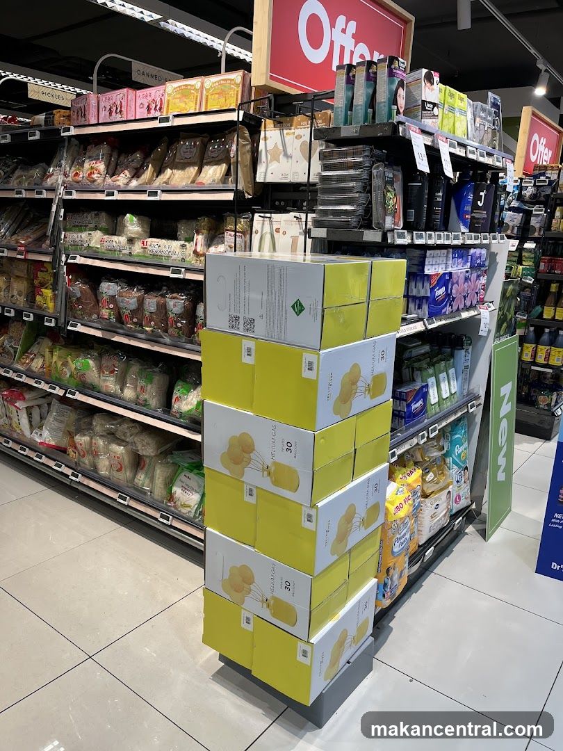 Supermarket Aisles with Helium Gas Display