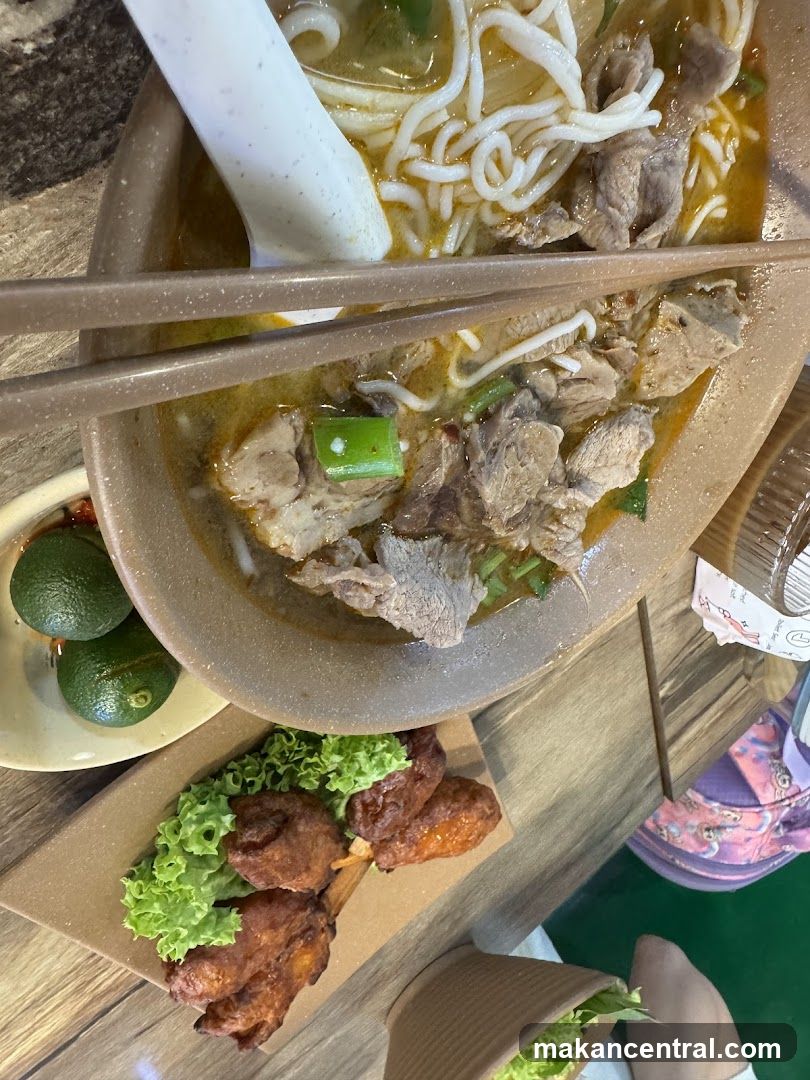Noodle Soup and Fried Chicken Wings